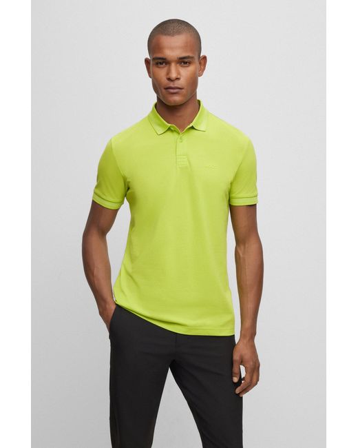 BOSS by HUGO BOSS Cotton-piqué Polo Shirt With Tonal Logo in Green for Men  | Lyst UK