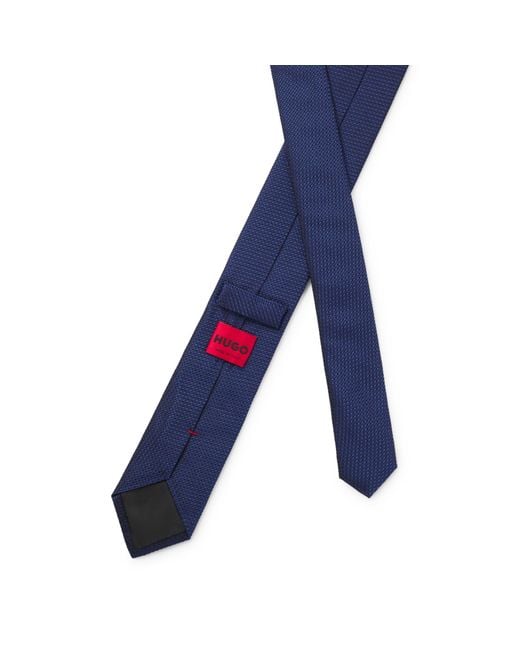 HUGO Blue Silk Tie With Jacquard Pattern for men