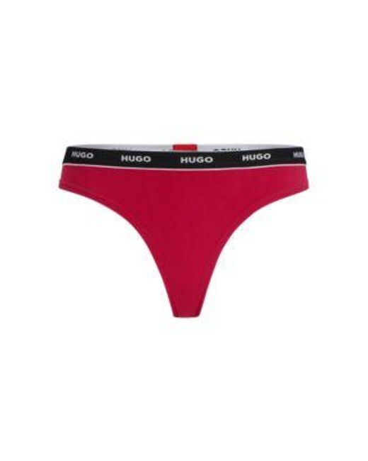 String en coton stretch avec taille logotée HUGO en coloris Red