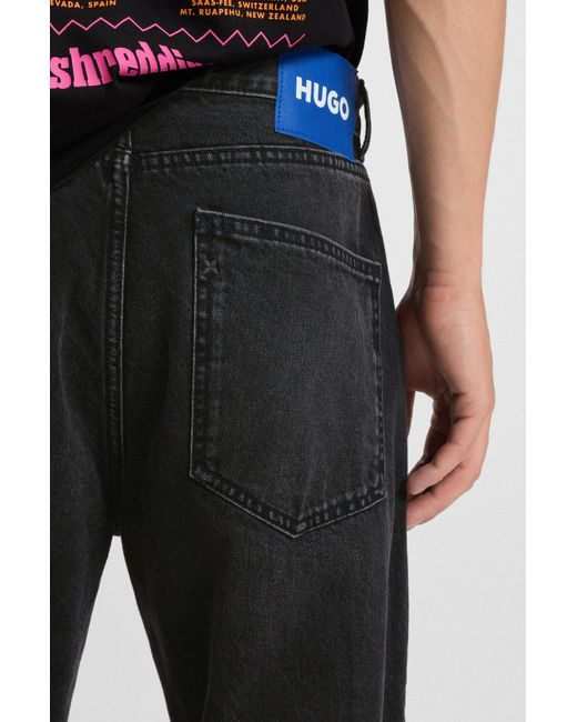 HUGO Regular-Fit Jeans Van Zwart Washed Denim in het Blue voor heren