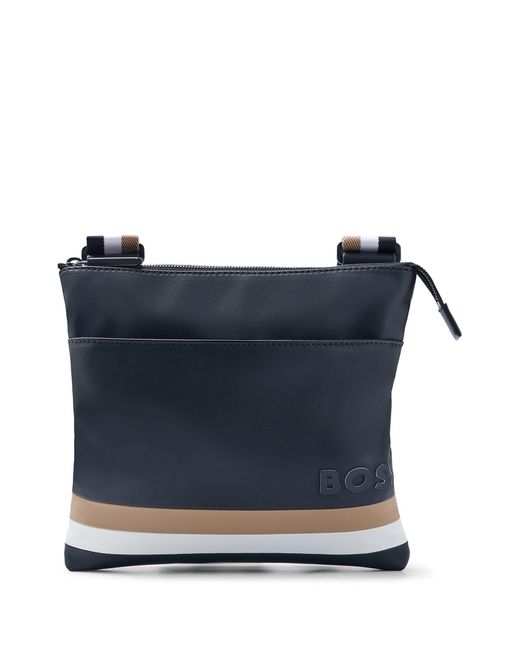 BOSS by HUGO BOSS Fauxleather Envelope Bag With Signature Stripe And Logo in Black for Men