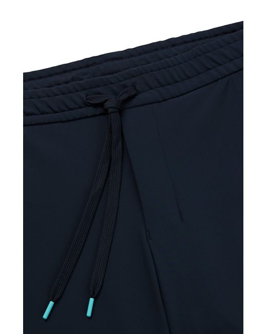 Boss Blue Slim-fit Trousers In Water-repellent Bonded Fabric for men