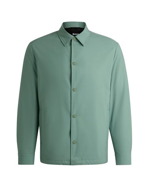 Boss Green Relaxed-fit Overshirt In A Performance-stretch Wool Blend for men