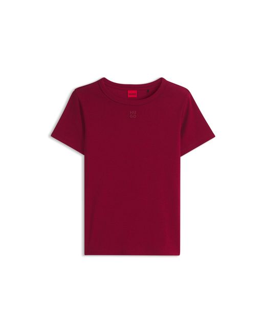 HUGO Red Regular-Fit T-Shirt With Stacked-Logo Embroidery