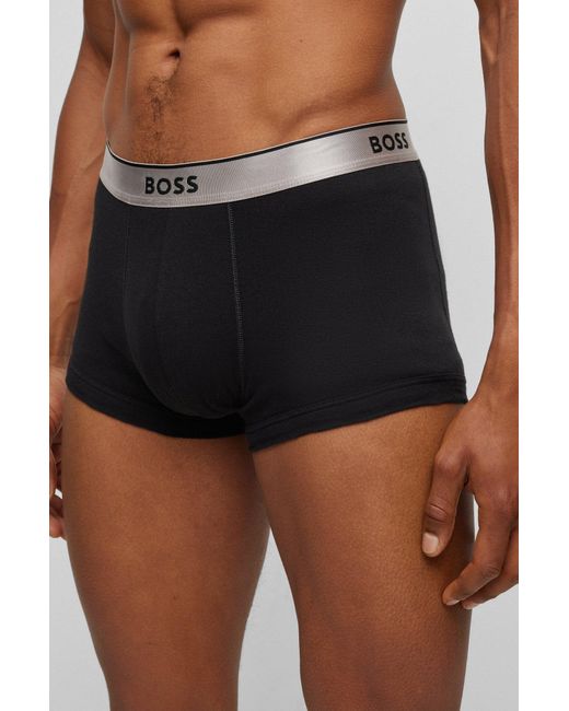 Boss Red Two-pack Of Cotton Trunks With Metallic Branded Waistbands for men