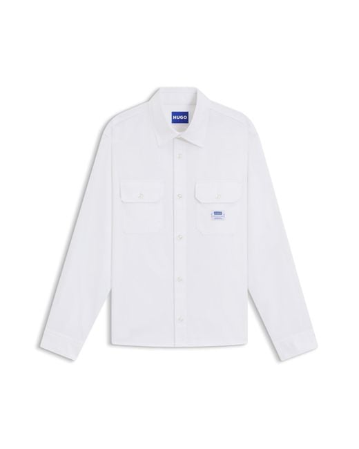 HUGO Overhemd Van Katoenen Twill Met Logolabel in het White voor heren