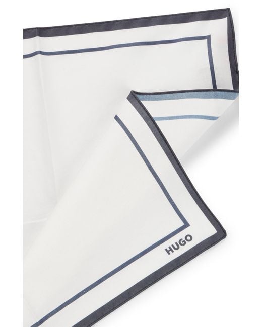 HUGO Einstecktuch aus Baumwolle mit Bordüre und Logo in White für Herren
