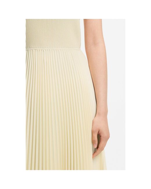 Boss White Rib-Knit One-Shoulder Dress With Plissé Skirt