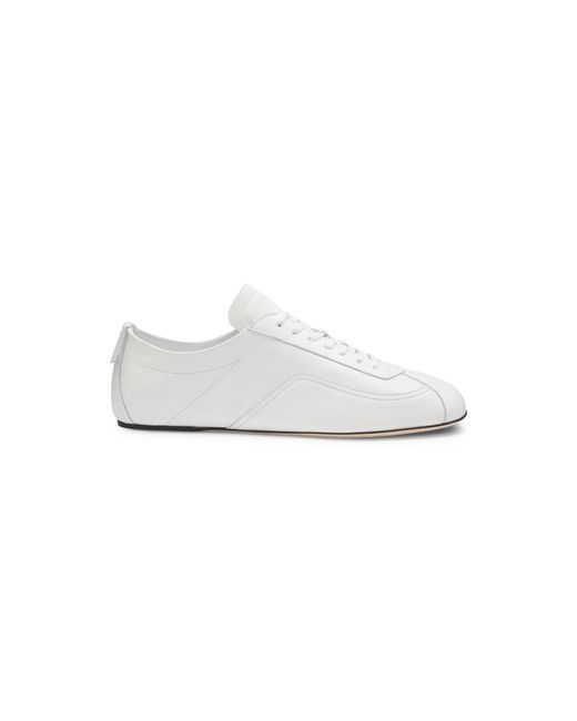 Boss White Nappa-Leather Trainers With Deed Logo for men