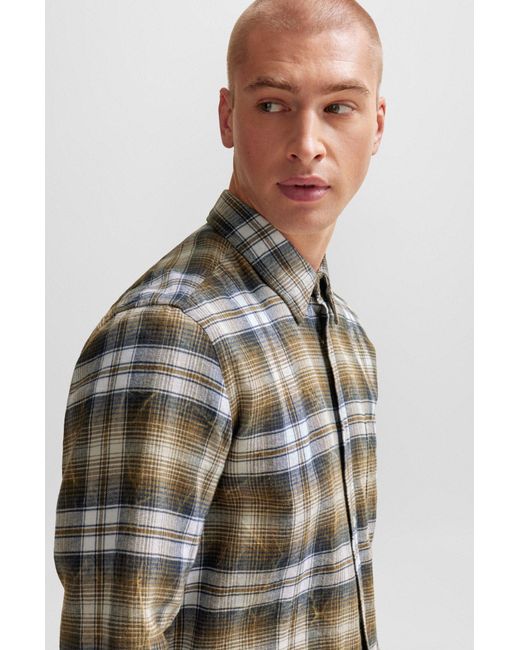 Boss Multicolor Regular-fit Shirt In Checked Cotton Flannel for men