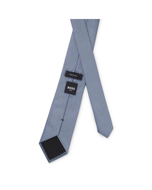 Boss Blue One Silk Tie With Jacquard Pattern for men