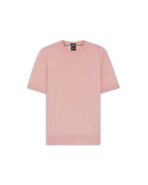 Boss Pink Short-Sleeved Knit T-Shirt for men