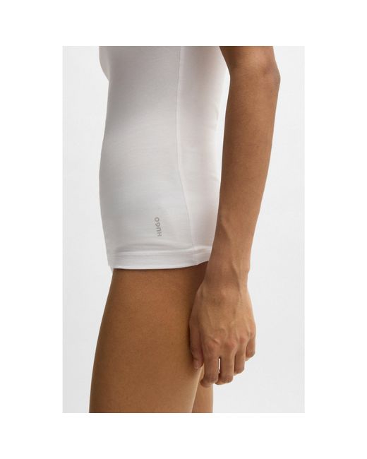 HUGO White Two-pack Of Stretch-cotton Vests With Vertical Logos