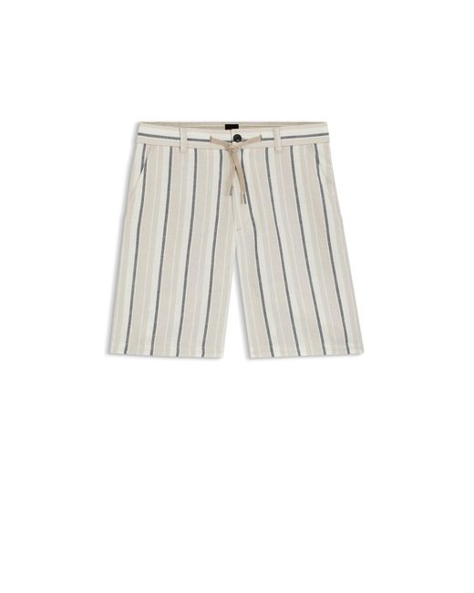 Boss White Striped Shorts for men