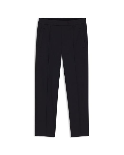 Boss Blue Straight-Fit Wool-Blend Trousers With Drawstring Waist for men