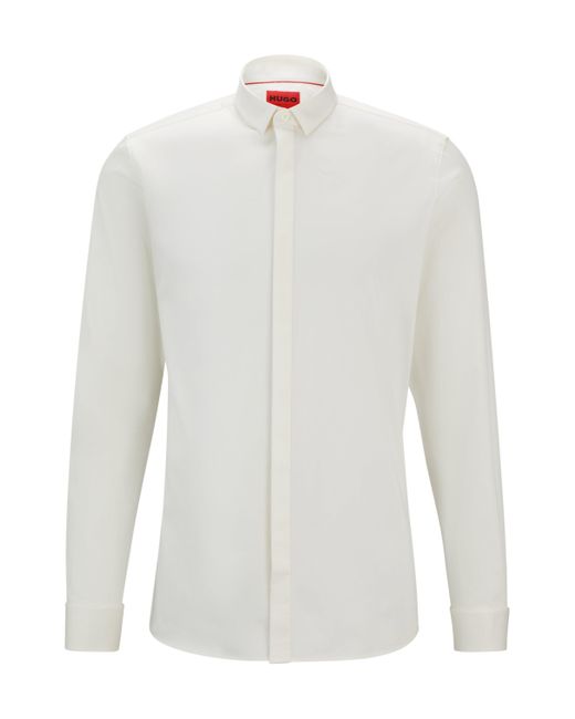 Chemise habillée Extra Slim Fit en satin de coton stretch HUGO pour homme en coloris White