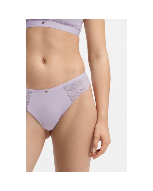 Boss Pink Lace Briefs With Mesh Pleating And Charm