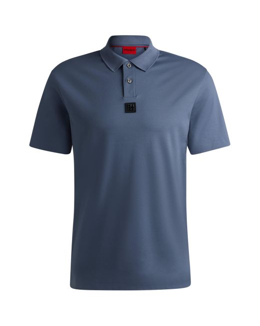 HUGO Poloshirt aus Interlock-Baumwolle mit Stack-Logo in Blue für Herren