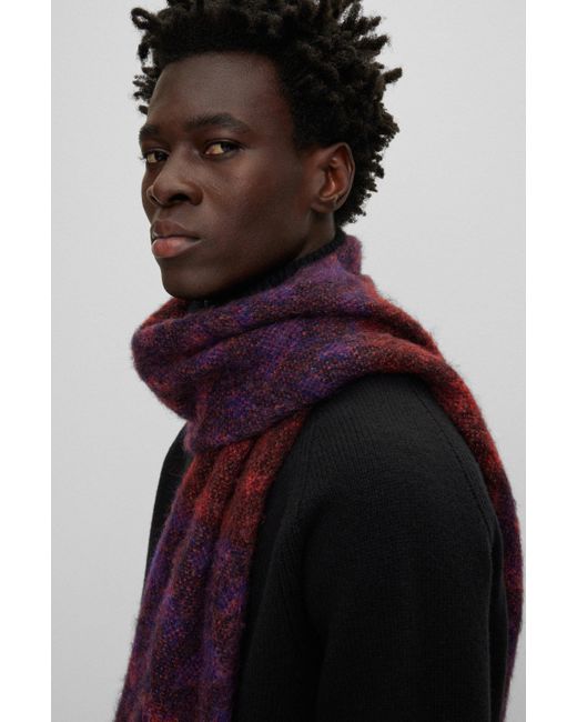 Écharpe en laine mélangée brossée avec monogrammes en dégradé BOSS by HUGO  BOSS pour homme en coloris Rouge | Lyst
