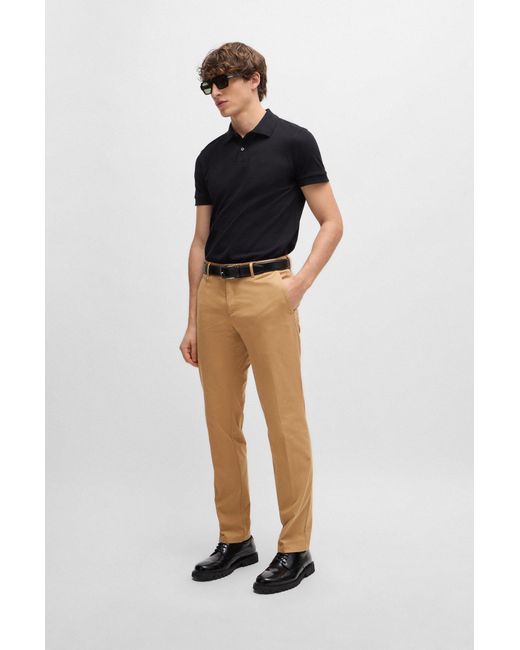 Boss Natural Slim-fit Trousers In Stretch Cotton for men