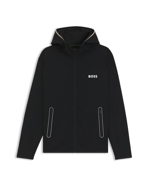 Boss Hoodie Van Actieve Stretchgabardine Met Rits En Thermoregulerende Technologie in het Black voor heren