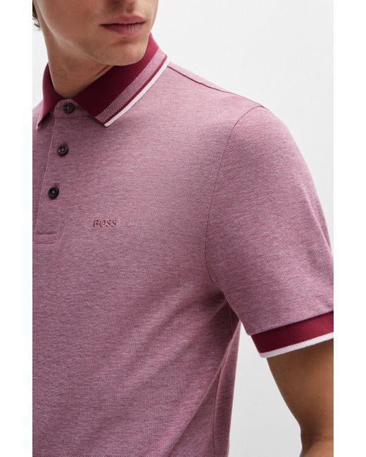 Boss Red Oxford-cotton-piqu Polo Shirt With Logo Detail for men