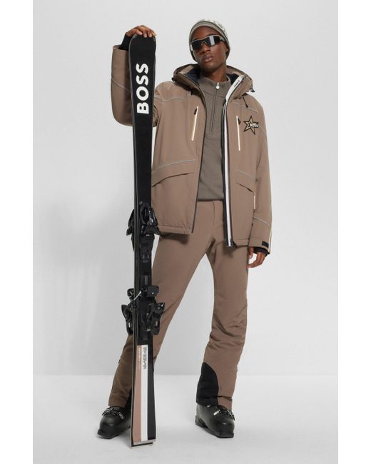Boss Brown X Perfect Moment Hooded Down Ski Jacket With Special Branding for men