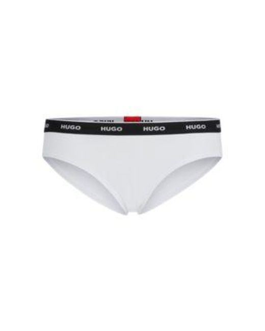 Slip en coton stretch avec taille logotée HUGO en coloris Black