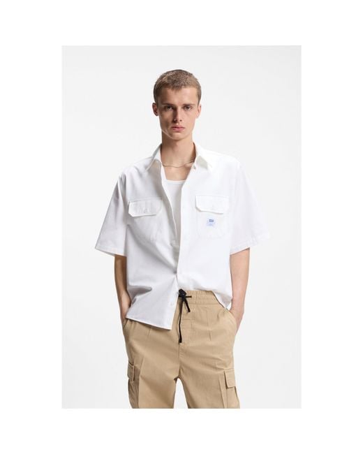 HUGO White Oversized-Fit Shirt for men