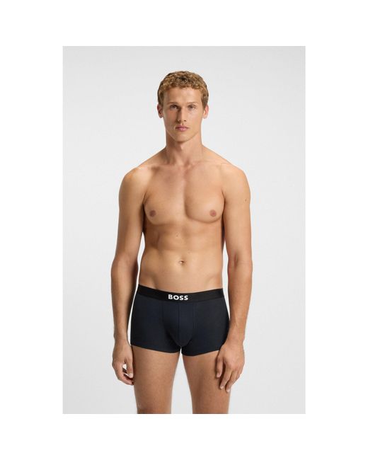 Boss Black Three-Pack Of Stretch-Cotton Trunks With Logo Waistbands for men