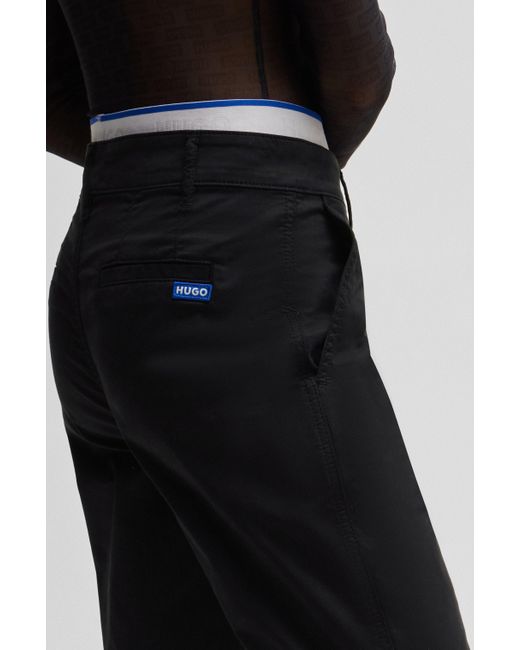 HUGO Black Casual-Fit Chino aus Stretch-Baumwolle in Cropped-Länge