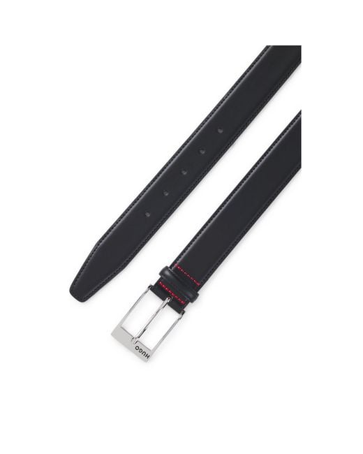 HUGO Black Patent-Leather Belt With Lining for men