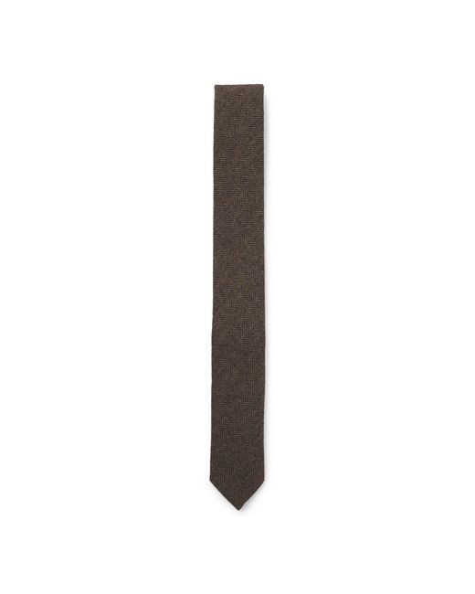HUGO Brown Formal Tie With Herringbone Weave for men