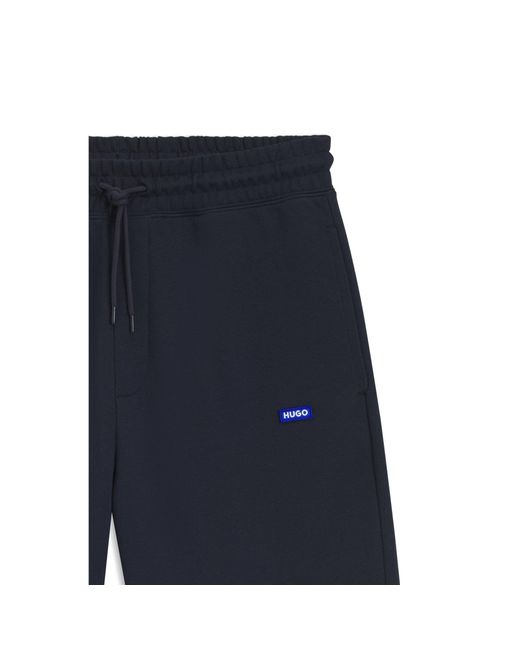 HUGO Blue Cotton-Terry Shorts With Logo Patch for men