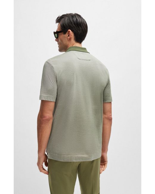 Boss Regular-Fit Poloshirt aus Baumwoll-Mix mit Seide in Green für Herren