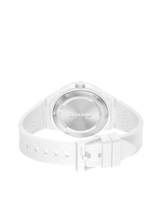 HUGO Matte-white Watch With Branded Silicone Strap for men