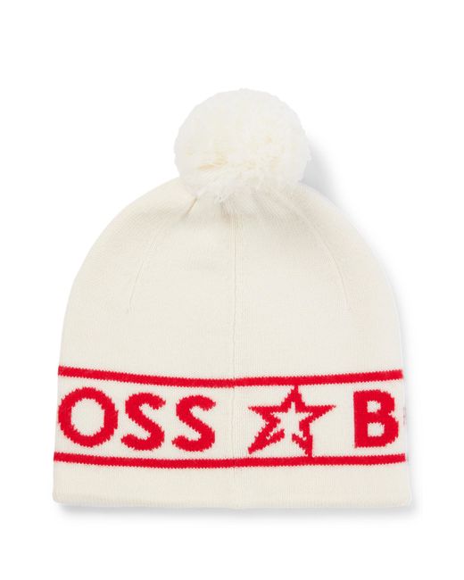 Boss Red X Perfect Moment Wool Beanie Hat With Logo Intarsia for men