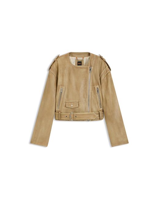Boss Natural Cropped Biker Jacket