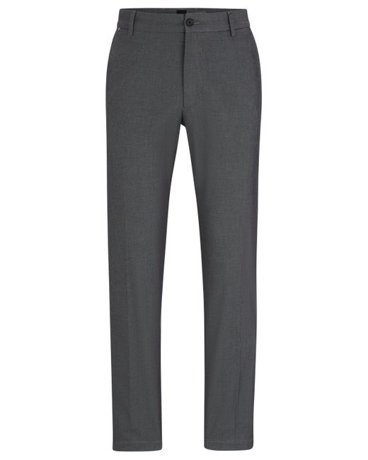Boss Regular-Fit Hose aus gemusterter Stretch-Baumwolle in Gray für Herren