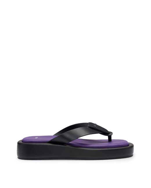 Boss Multicolor Naomi X Leather Platform Thong Sandals With Branded Trim