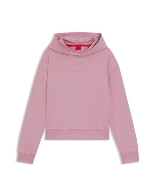 Sweat À Capuche Relaxed En Jersey Stretch À Logo Imprimé HUGO en coloris Pink