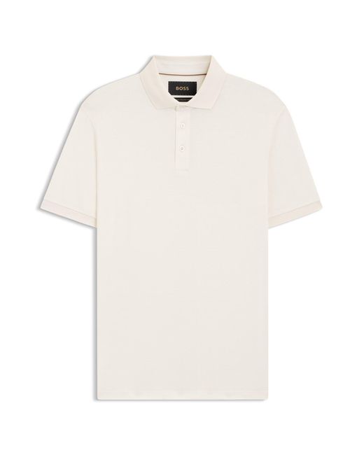 Boss Regular-Fit Poloshirt Aus Merzerisierter Baumwolle in Natural für Herren