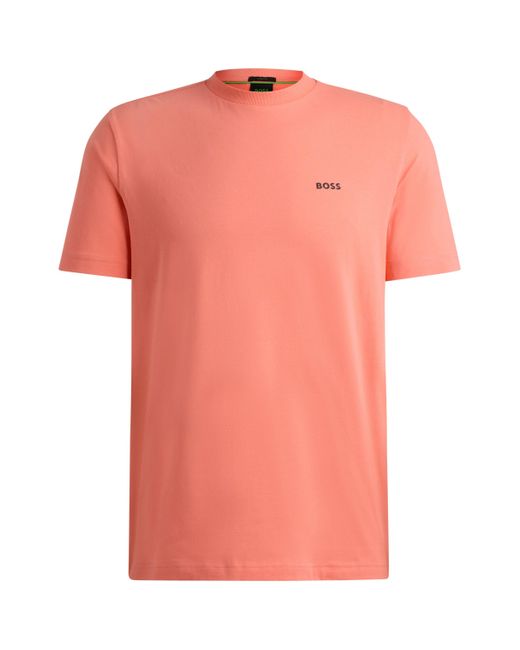 Boss Regular-Fit T-Shirt aus Stretch-Baumwolle mit Kontrast-Logo in Pink für Herren
