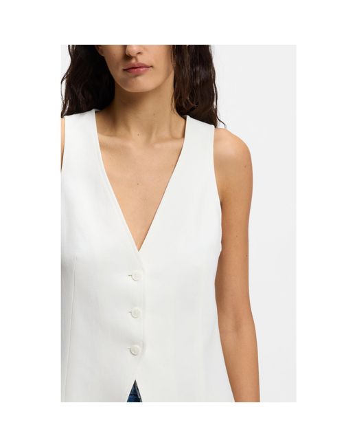 Boss White Modern-Fit Waistcoat With Open Back