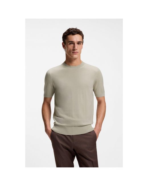 Boss Gray Short-Sleeved Knit T-Shirt for men