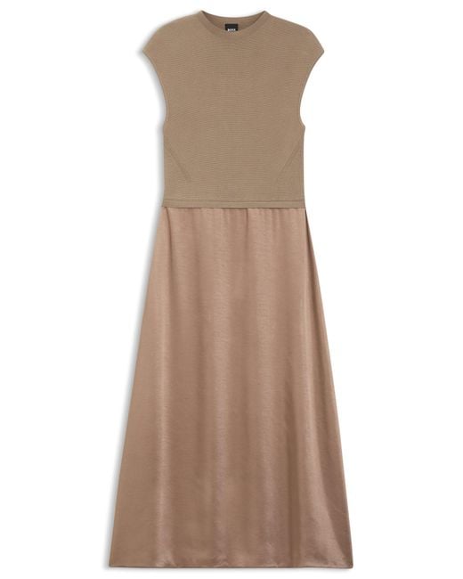 Boss Natural Strickkleid Mit Rock Aus Satin