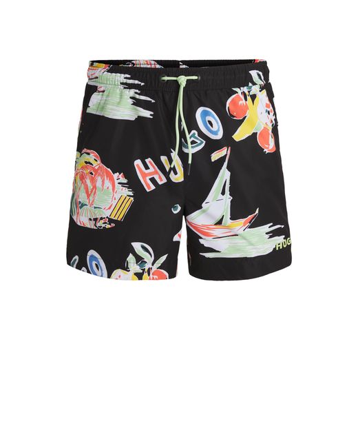 HUGO Red Quick-Dry Swim Shorts With All-Over Print for men