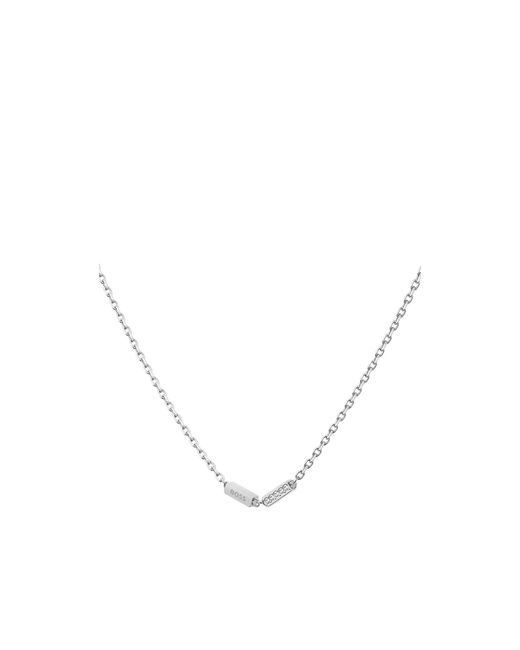 Boss Metallic Tone Necklace With Crystal-Studded Stations
