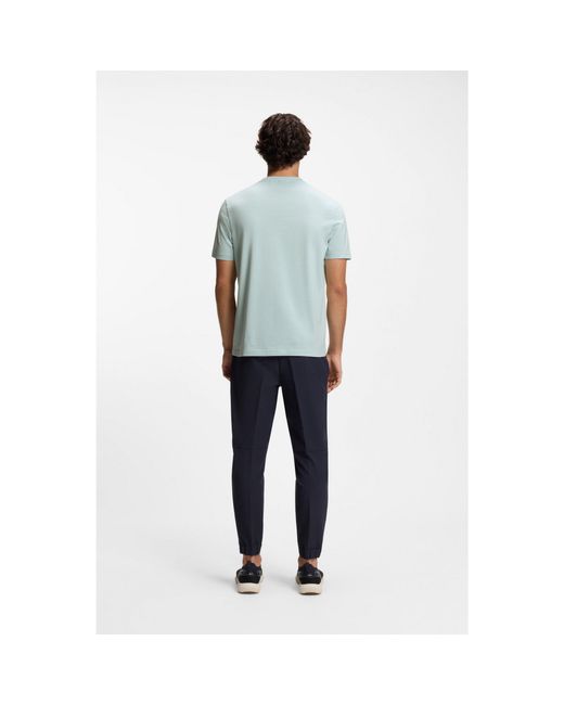 Boss Blue Stretch-Cotton T-Shirt With Logo Detail for men