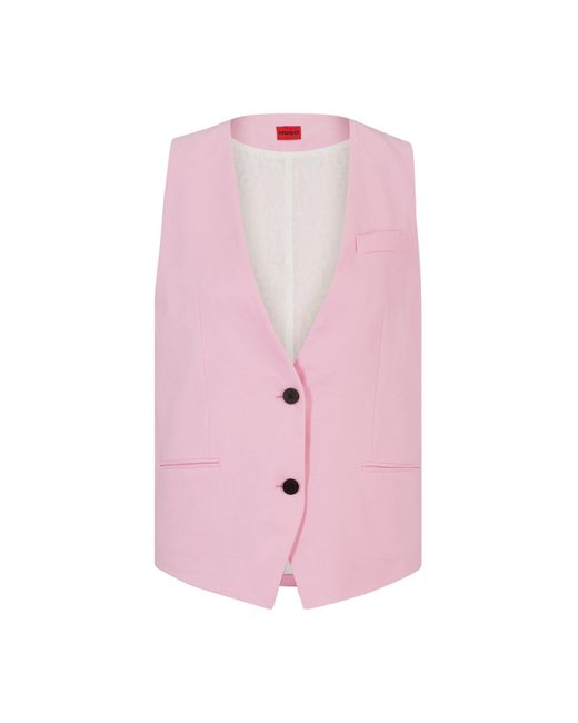 HUGO Pink Oversized-fit Waistcoat With Signature Lining